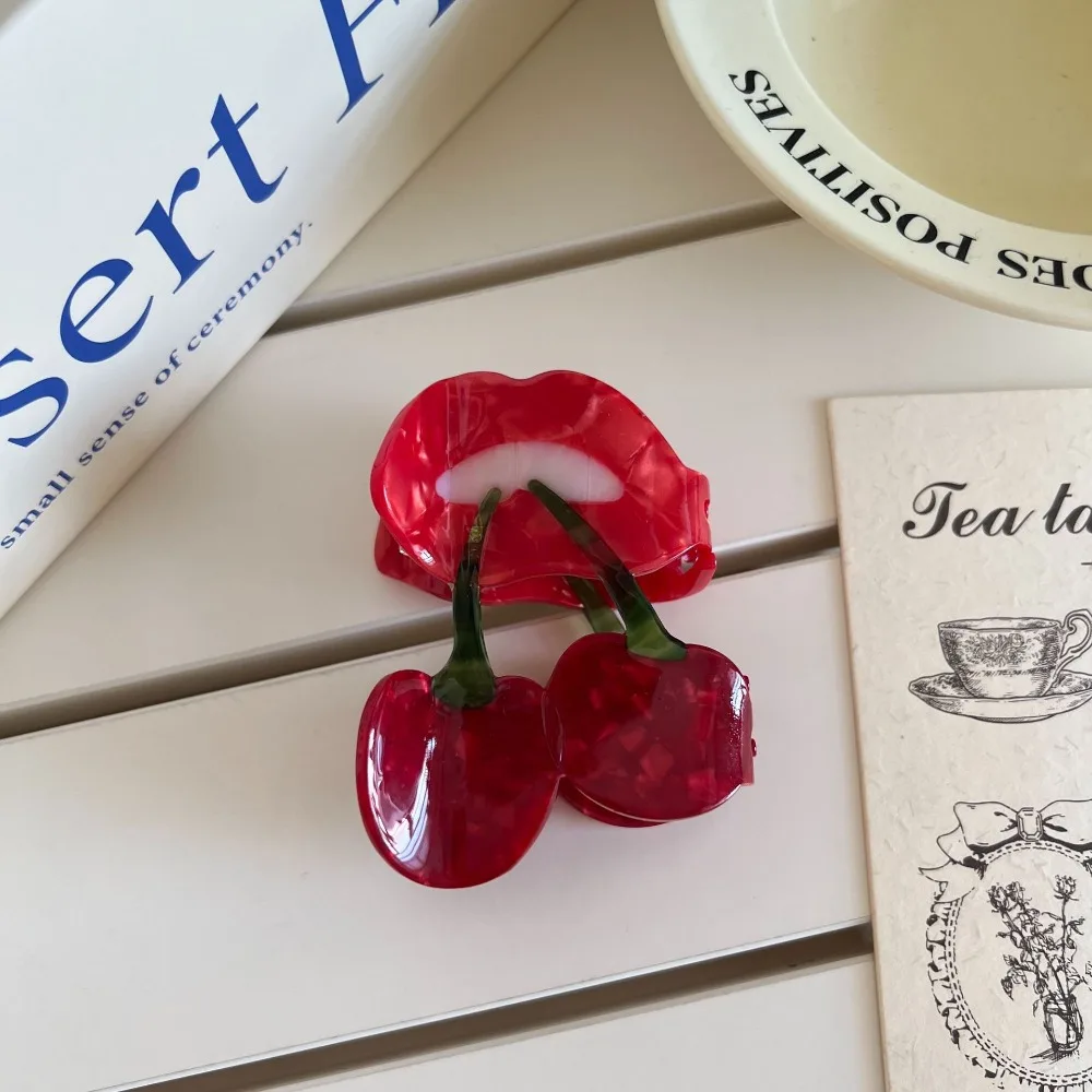 

Lovely Korean Style Cherry Hair Claw Cute Sweet Fruit Gripper Red Acetic Acid Geometry Shark Clip Female