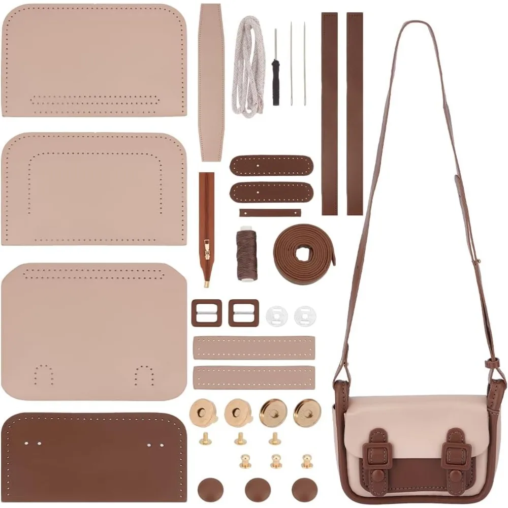 DIY Leather Crossbody Purse Making Kit Women Handmade Shoulder Bag Making Set Fashion Messenger Bag Handbag Sewing Accessories