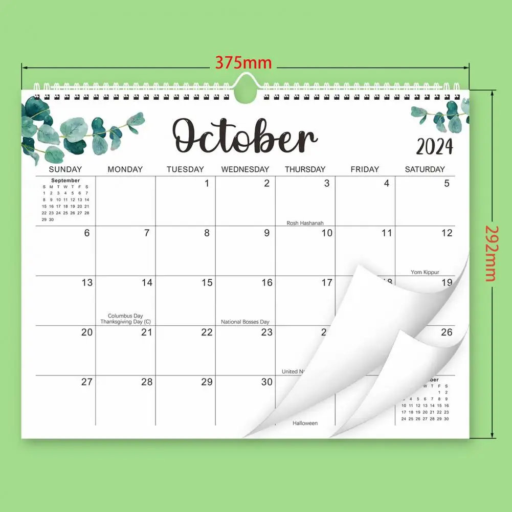 English Calendar 2024 Minimalist Yo Coil Wall Calendar Spacious Monthly Layout Easy-to-read Numbers Letters Calendar