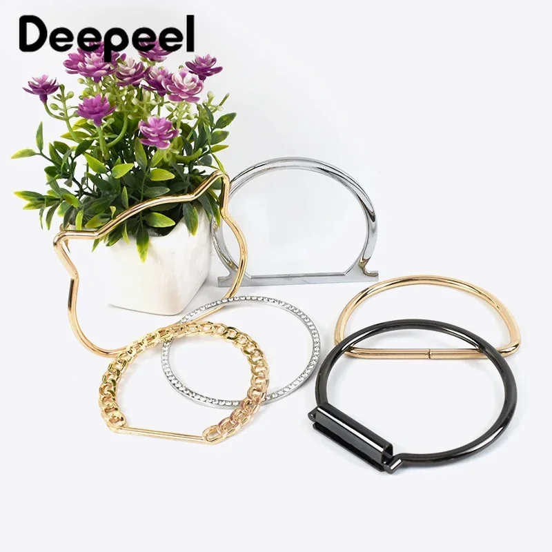 2Pcs Deepeel Metal Bag Handles Purse Sewing Frame Brackets DIY Handcrafted for Women Handbag Replacet Hardware Bags Accessories