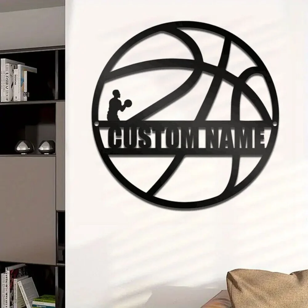 1PC Captivating Personalized Basketball Metal Art Customized Iron Embellishment Robust Wall Decoration for Sports Enthusiasts