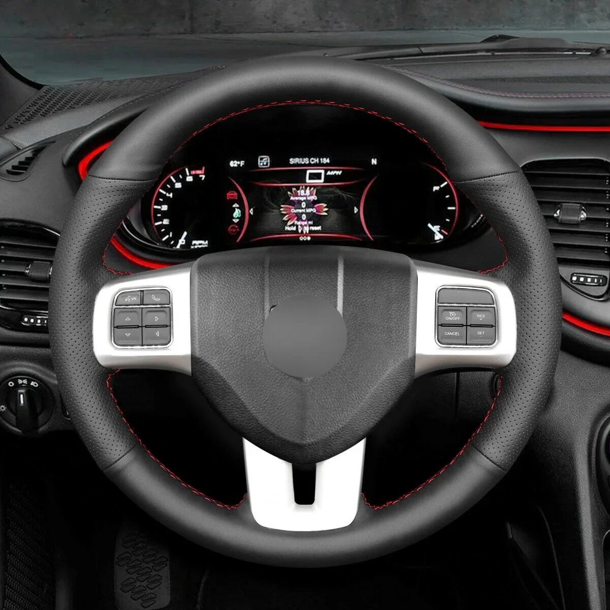 

DIY Hand Stitch Black PU Leather Steering Wheel Cover For Dodge Dart 2013 2014 2015 2016 Car Accessories