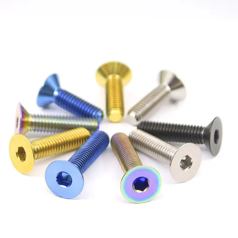 1/2/5/10/20pcs TC4 M6 × 10/15/20/25/30/35/40mm Titanium Bolts Countersunk Hexagon Socket Head Screw Bolt Fastener
