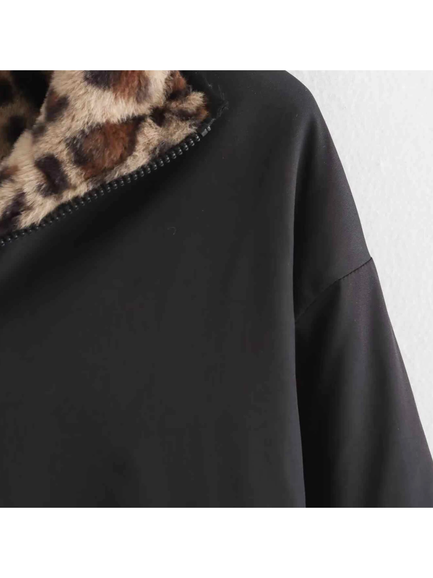 Cappotto da donna in pelliccia leopardata oversize gotico nero da donna Cappotto vintage Harajuku anni 2000 Emo estetica giacca autunnale a maniche lunghe