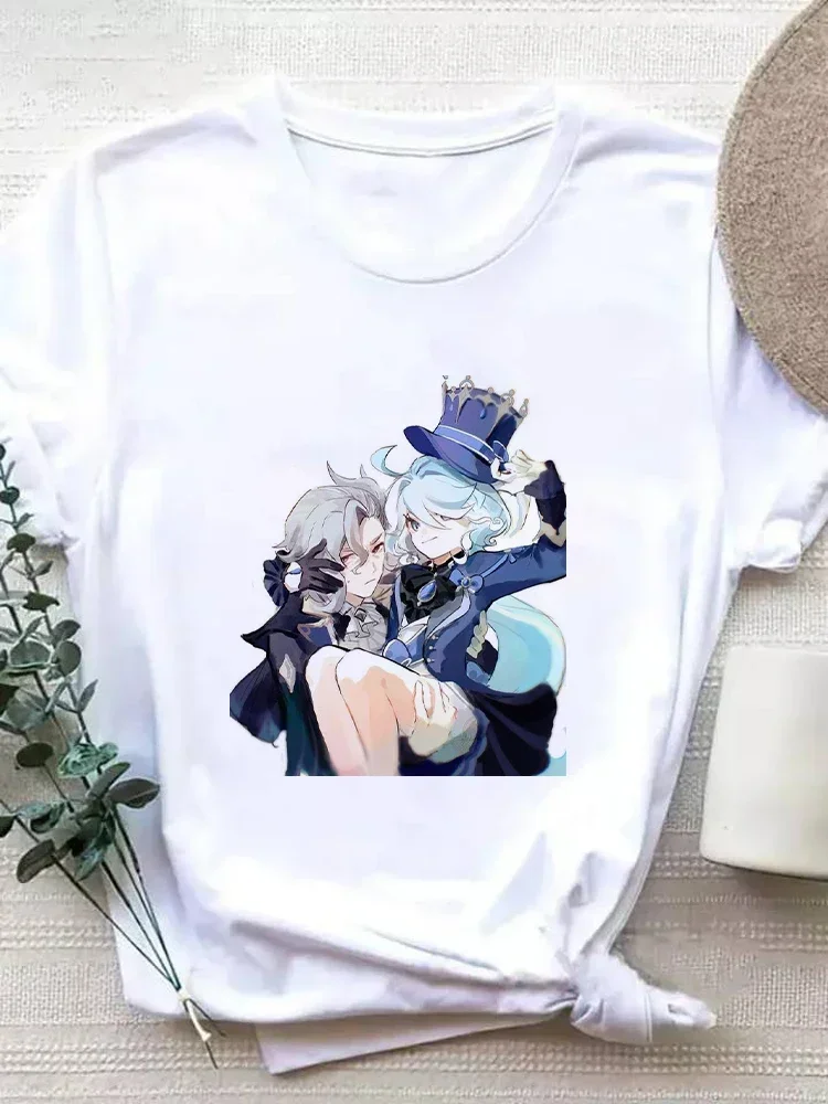 原神ガニュプリント Tシャツ女性ヴェンティ漫画グラフィックカジュアル服トップス Tシャツ夏カジュアルルーズストリートウェア Tシャツ