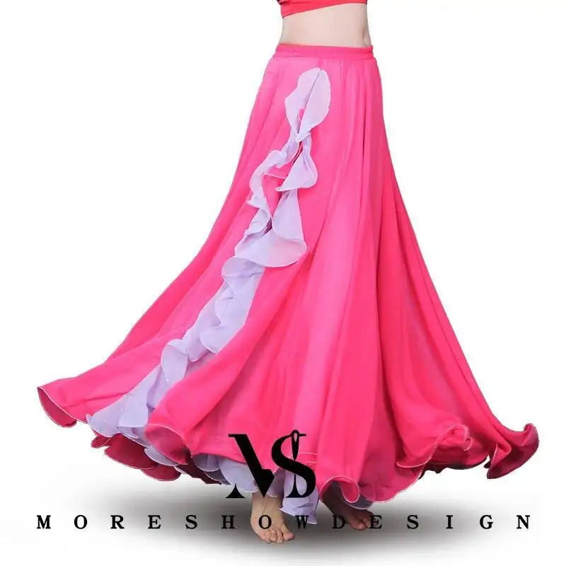 Picture 6: Belly Sexy Long Chiffon Skirt For Women Summer Dance Outfit Suit Big Swing Performance Accessories Dancewear