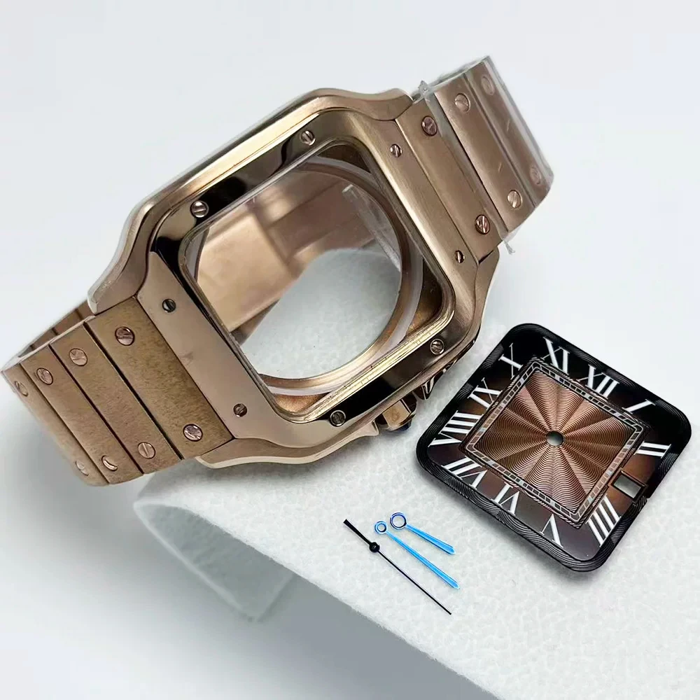 38mm NH36 NH35 Case and Strap Set Santo Case Fit For 7S26 NH35 NH36 Watch Case Transparent Back Cover Santo Case Bracelet