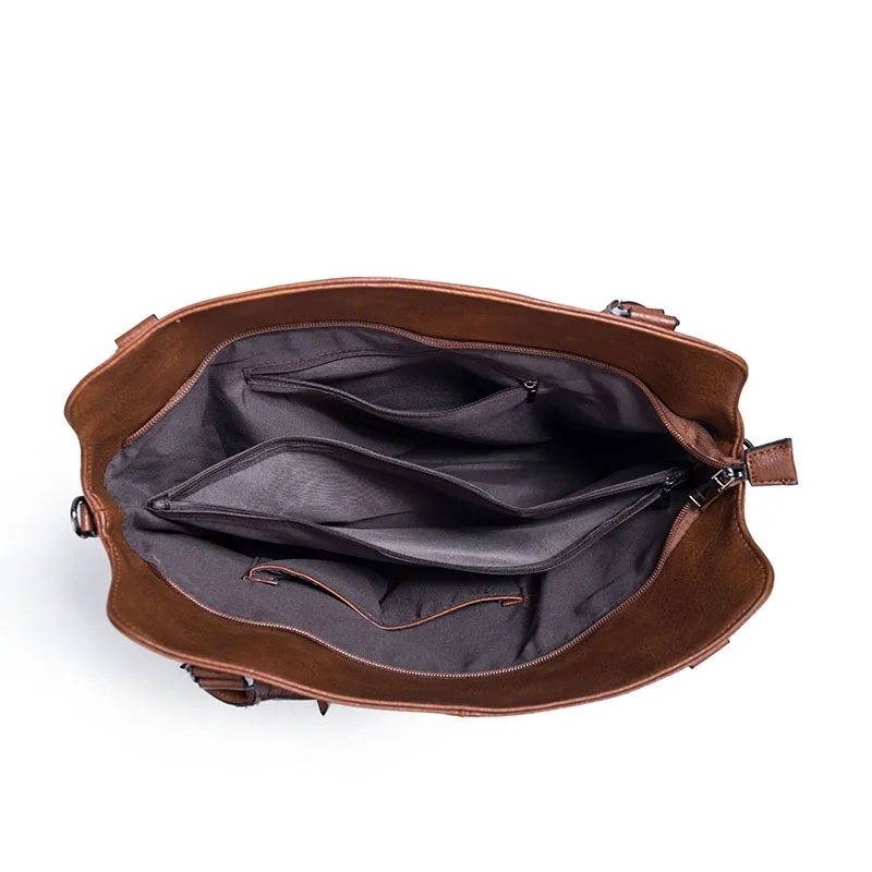 2Pcs Vintage Leather Handbag Crossbody Shoulder Bag with Mini Wristlet Purse Pu Tote Bags for Women Daily Work Shopping Travel