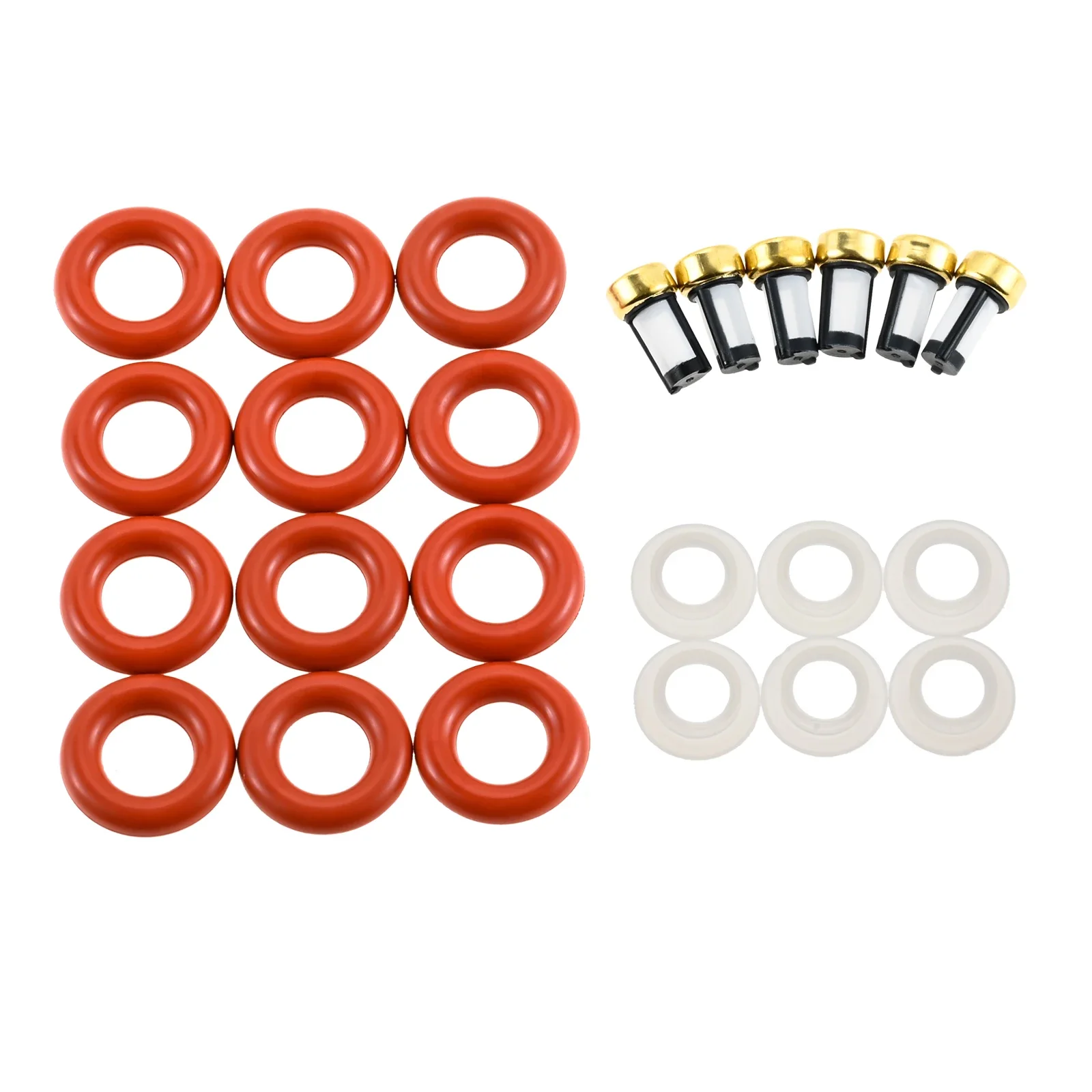 6 Sets 0280155831 Fuel Injectors Seals Repair Kit O-Rings Caps Filter for Volvo C70 S60 S70 S80 V70 XC70 XC90 2.4 2.5 2.8 2.9L