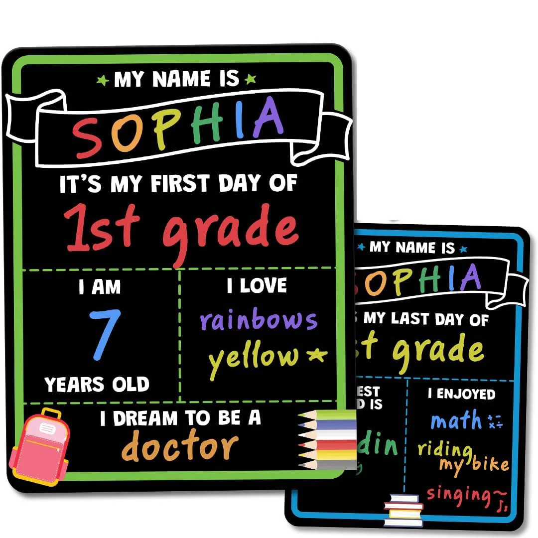 Back to School Double Sided Chalkboard First Day of School Sign for Kids Reusable Chalk Board for Classroom Decoration
