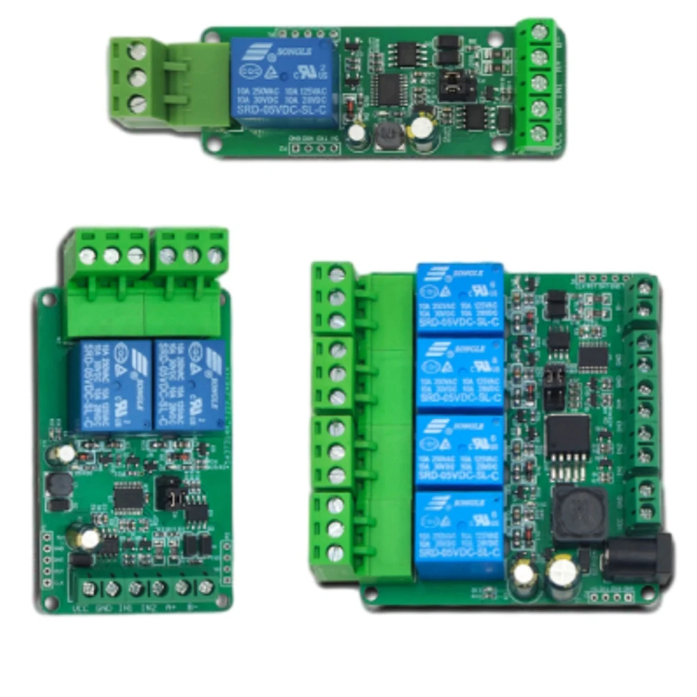 DC7-24V Modbus RTU 1/2/4 Channel Relay Module Supports RS485/TTL UART Communication Interfaces with Relay Switch Light