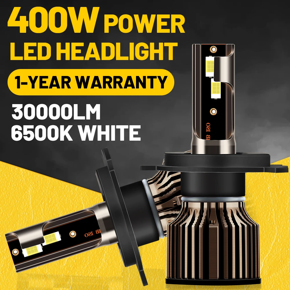 H4 Headlight Led Auto Bulb HB3 9005 HB4 9006 White 2Pcs Super Bright 400W Power Headlamps 880 9012  H1 H11 H7 H3 12V Led Lamp