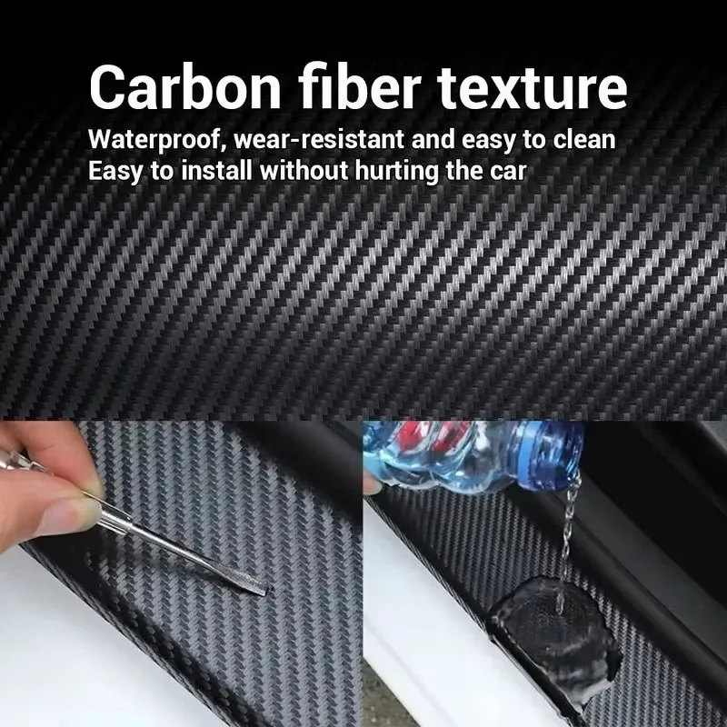 3D Carbon Fiber Automotive Protective Film 3m Length DIY Bike Car Stickers Auto Door Sill Protector Waterproof Anti Scratch Tape