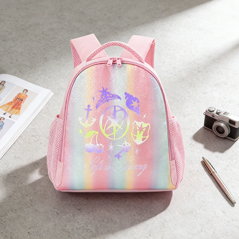حقيبة ظهر Katseye للسيدات حقيبة مدرسية صغيرة لطيفة على شكل قوس قزح حقيبة ظهر لمحبي الفتيات حقائب مدرسية عصرية للسيدات حقيبة سفر هدية عيد ميلاد