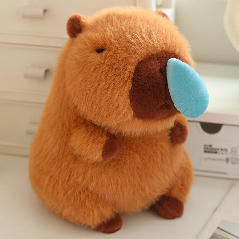 Kawaii Snotty Capivara Plush Toy, Simulação Animais, Almofada de Muco Nasal Stretchable, Boneca de Pelúcia Macia, Presente Criança