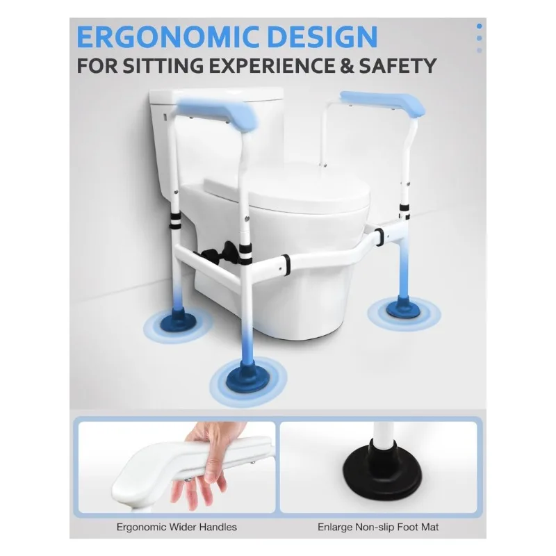 Toilet Safety Rails - Toilet Safety Frame for Elderly - Toilet Brace for Elderly - Handicap Toilet Seat with Handles