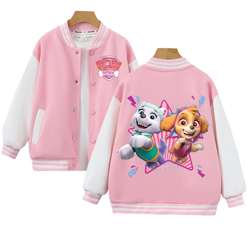 Paw Patrol Fashion Baseball Uniform for Girls Anime Cartoon Sweet Sports Coat Children Autumn Winter Cute Jacket Kids Clothes - view 4