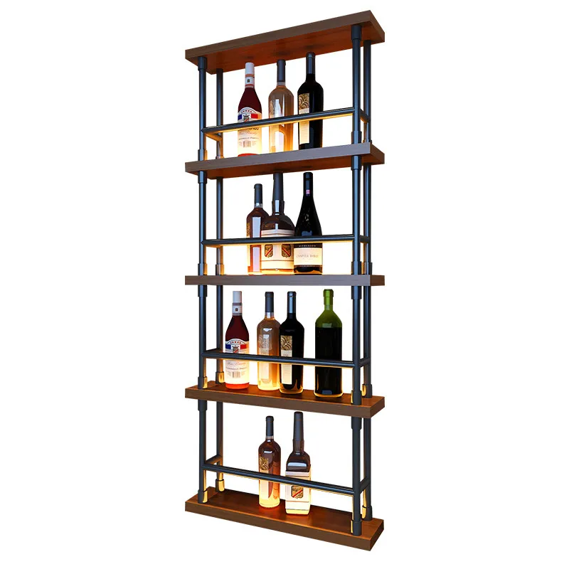 Bar against the wall pillar solid wood placed wine display rack