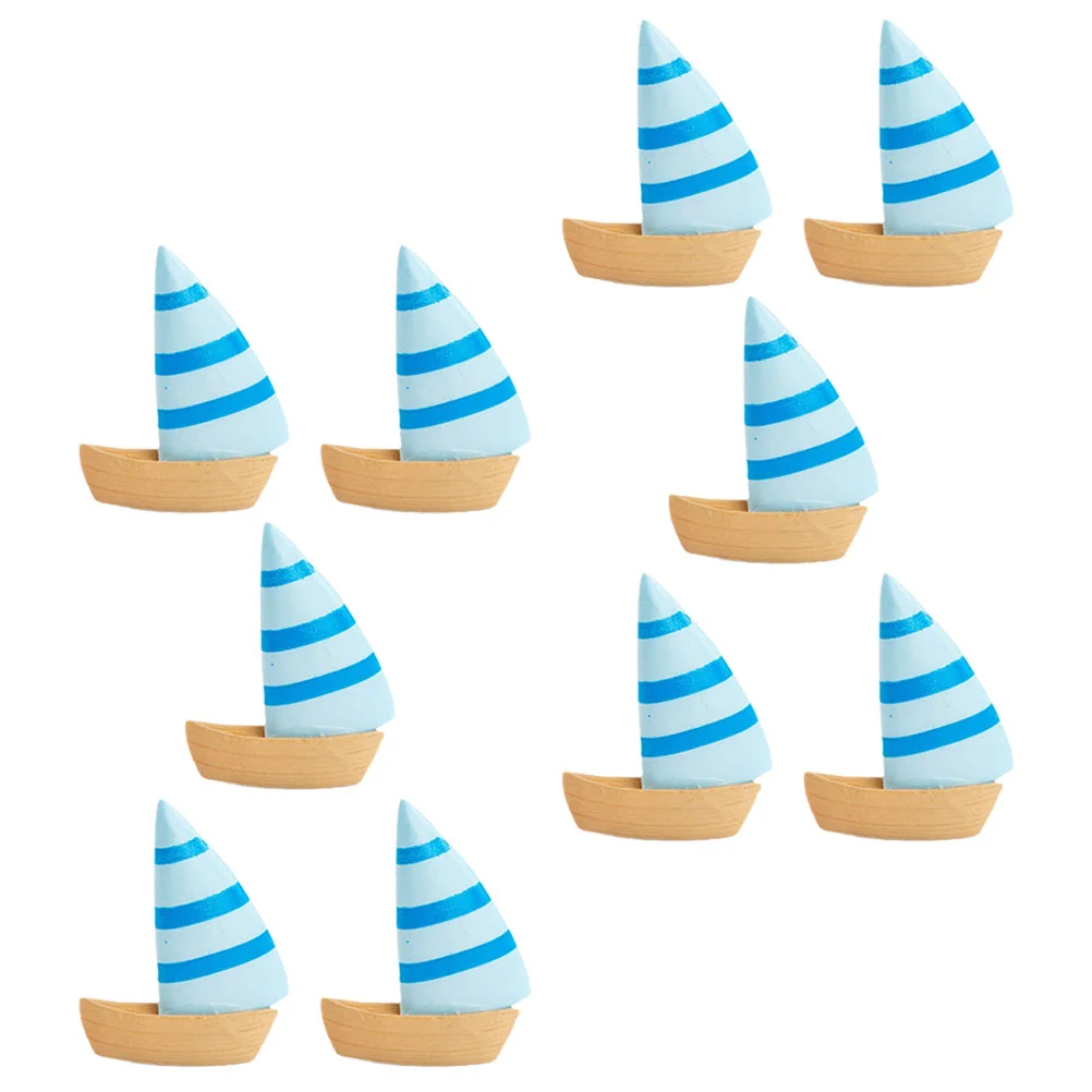 

10 Pcs Miniature Sailboat Figure Vivid Decorative Figurine Chic Desktop Realistic Decorate