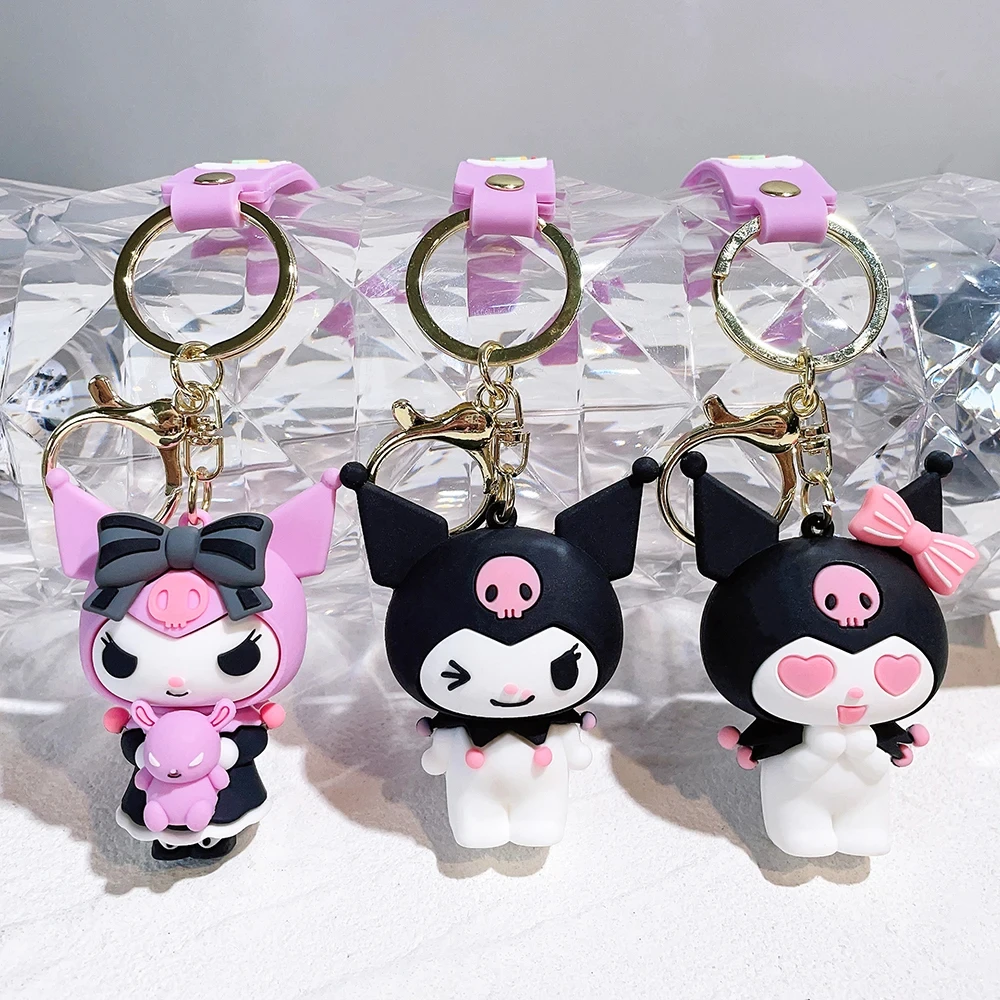 Anime Sanrio Hello Kitty Figures Keychain Kuromi My Melody Action Figural Model PVC Key Ring Cinnamoroll Figurine Birthday Gifts