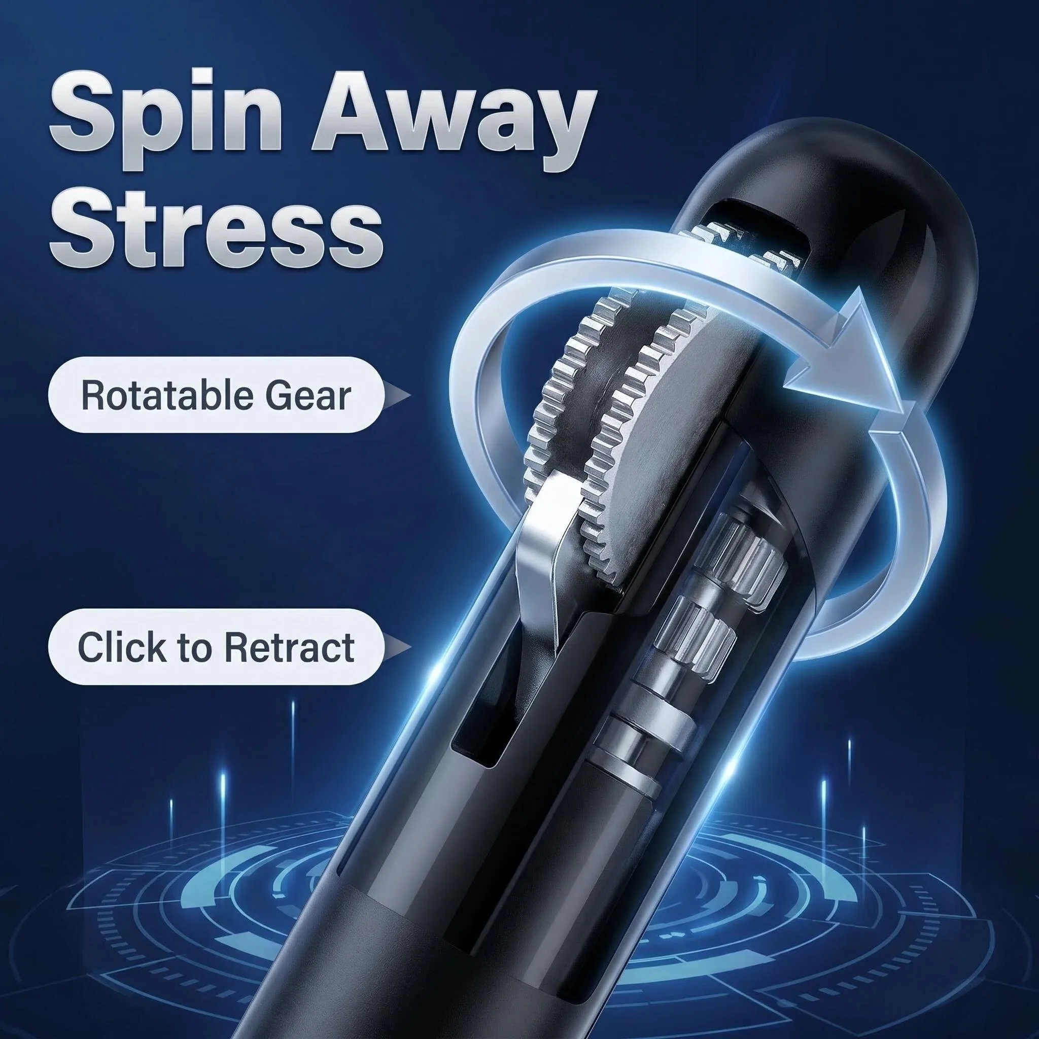 Stress Relief Gear Pen, Low Center of Gravity Metal Mechanical Pen, 0.5mm Quick-Dry Ink for Exams & Office, Innovative Fidget Wr