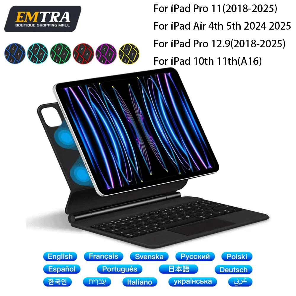 

Magic Backlit Keyboard for ipad 10.9 inch Air 4 5 Por 11 for iPad 11th 10th Generation Pro 12.9inch 6th 5th Magnetic Smart Cover