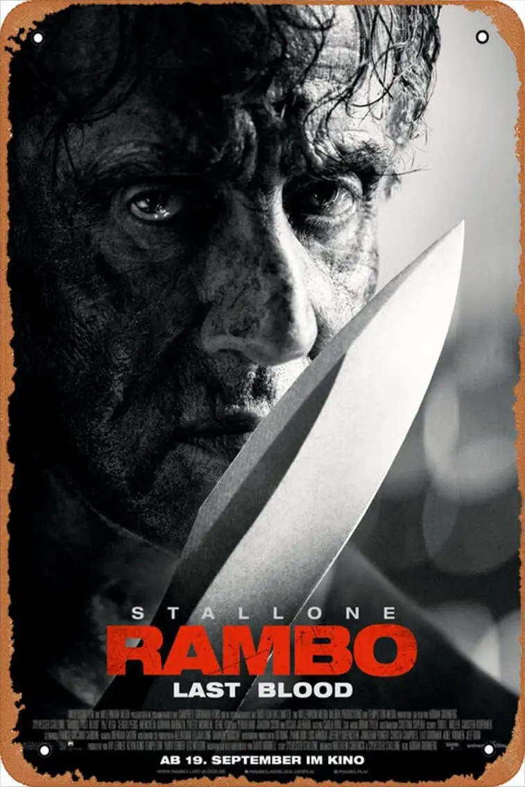 Retro Rambo: Last Blood (#7 of 9) Metal Sign Vintage Look Kitchen Signs Wall Decor 2019 Movie Poster Bar Decorations Funny Tin A