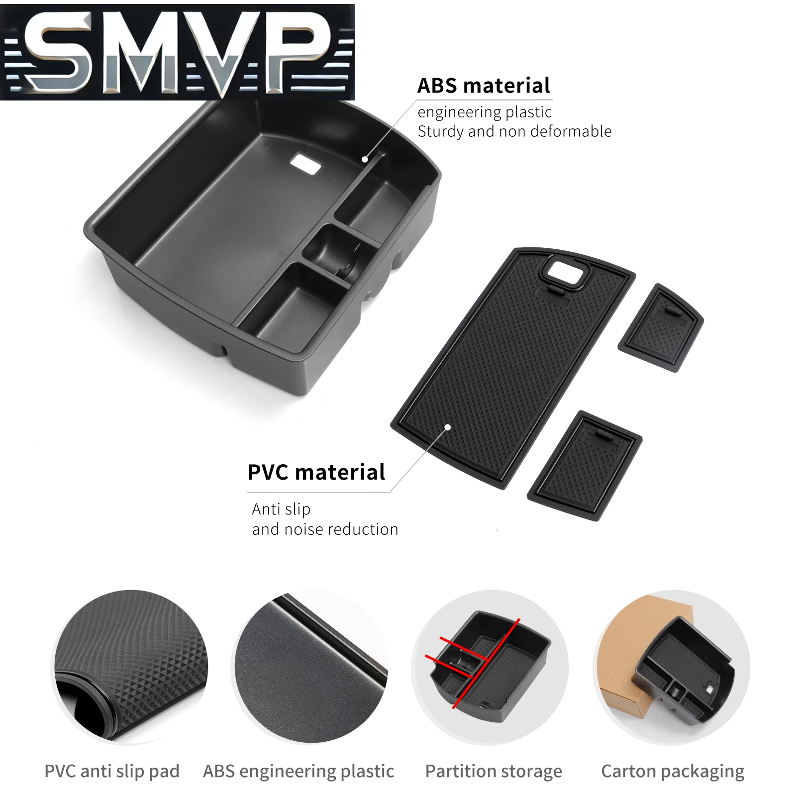 Fit สําหรับ Hyundai I30 I30 N ขวาหางเสือ 2018-2025 ที่เก็บกล่องถาดรถจัดอุปกรณ์เสริมการจัดเตรียมสีดํา