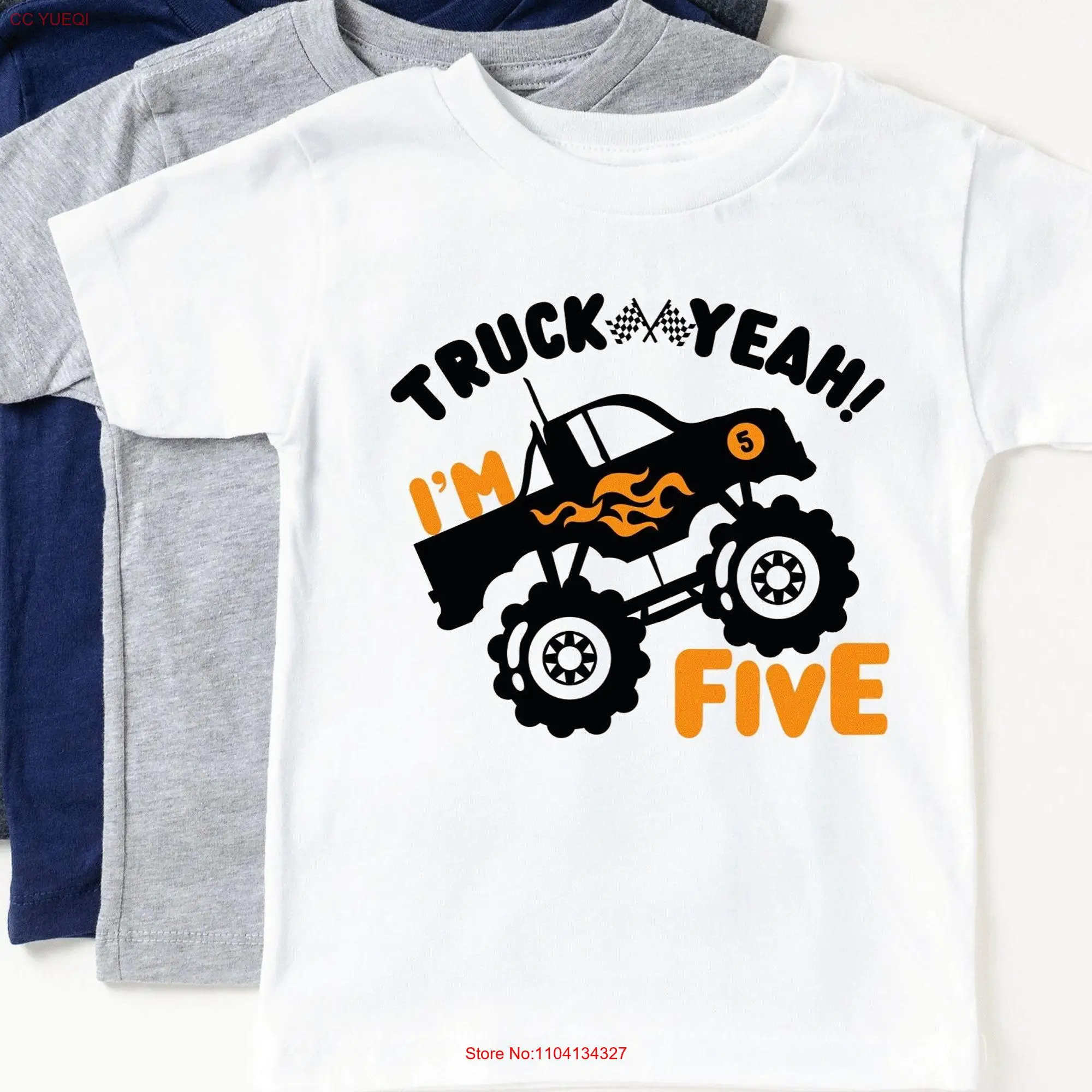 Birthday Boy T Shirt Monster Truck Boys 1st 2nd 3rd 4th 5th Kids Yeah I'm 5  long or short sleeves