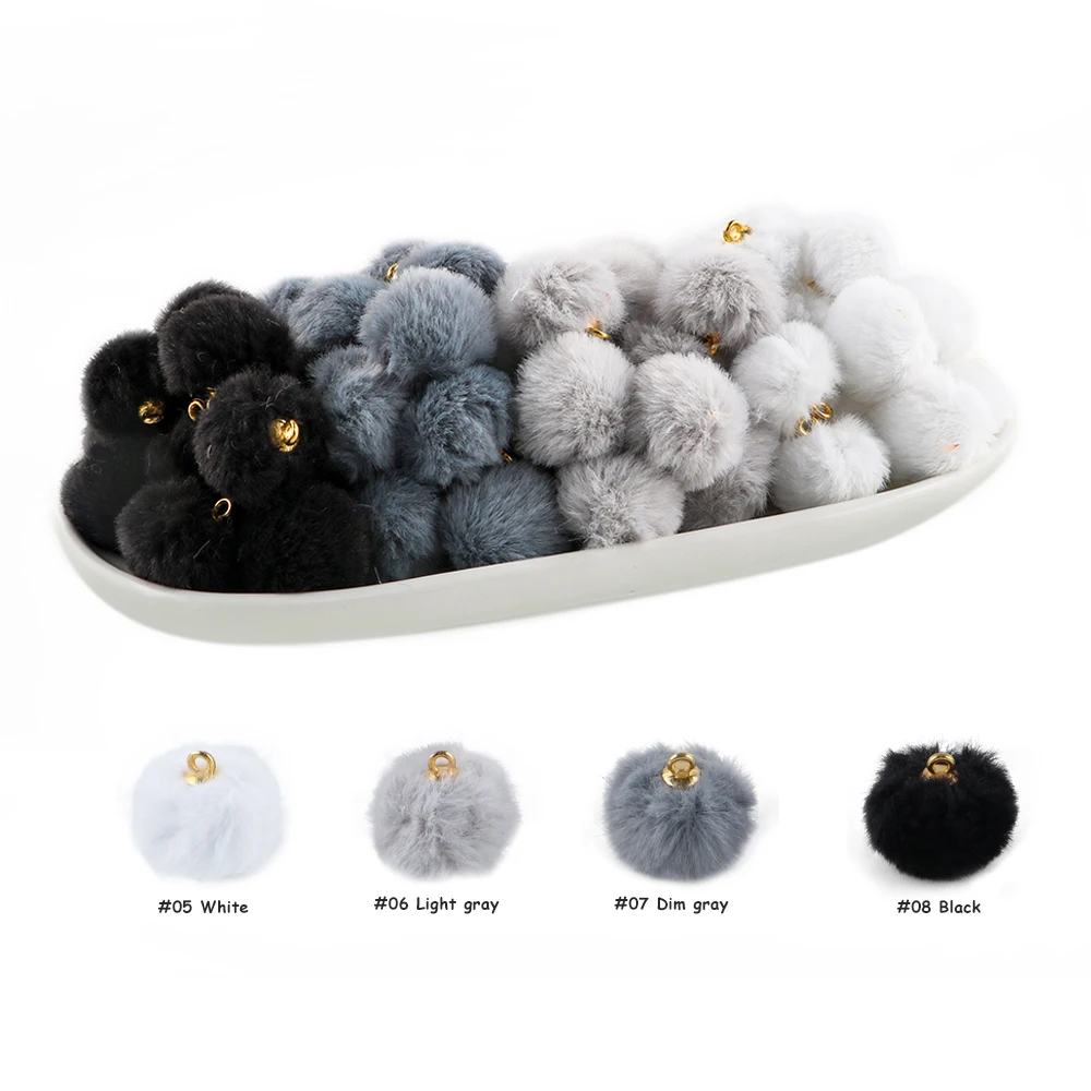 20 قطعة غطاء الفراء القطيفة الكرة الكرة الخرز Charms قلادة DIY بها بنفسك Pompom قلادة قلادة أقراط لصنع المجوهرات العثور