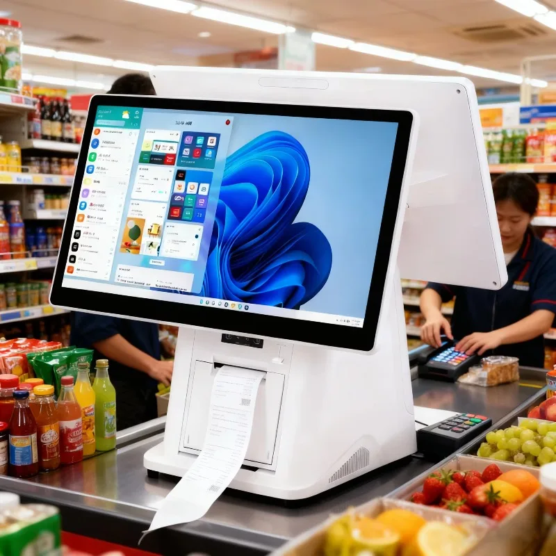 2026 15.6 Inch Dual Screen Capacitive Touch Screen POS Cash Register With Built-in Printer And Scanner POS Terminal Machine