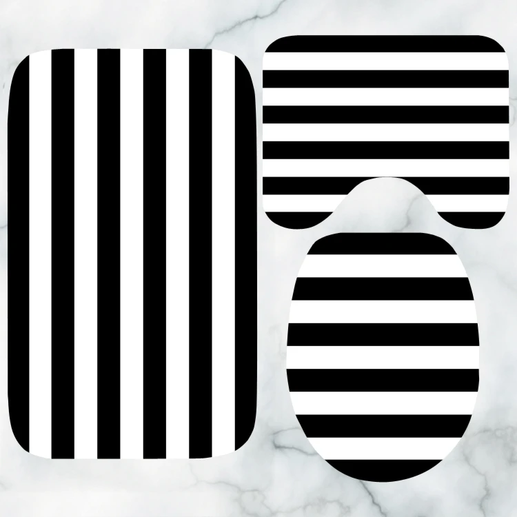 

Набор ковриков для ванной в скандинавском стиле: черно-белый геометрический дизайн, полосатый шеврон, квадратный узор, для туалета и душа