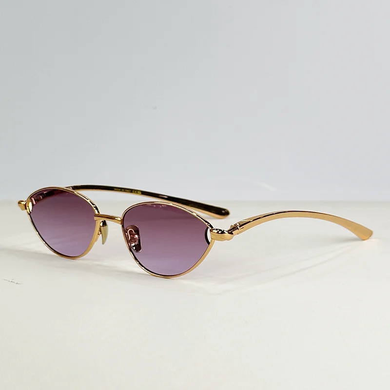 

Солнцезащитные очки KIZN INS Fashion Niche, овальные, золотые, «кошачий глаз», для женщин, легкие, роскошные, высококачественные, из сплава, для женщин