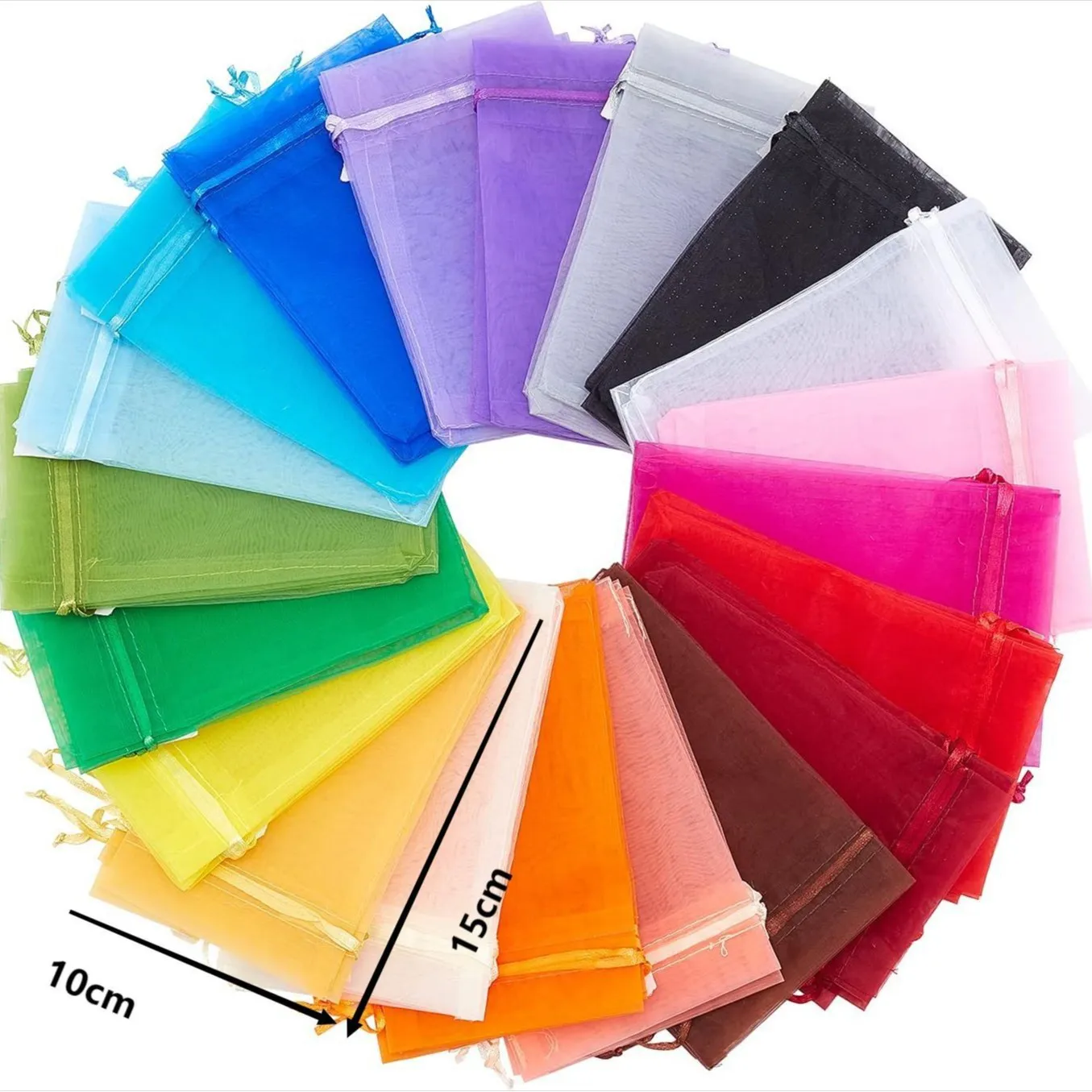 50pcs/Lot Multicolor Jewelry Packaging Bag 5x7 7x9 9x12 10x15CM Organza Bags Gift Storage Wedding Drawstring Pouches Wholesales