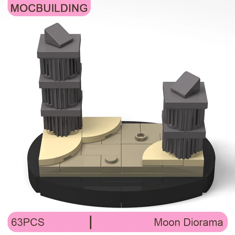 

MOC Building Blocks Moon Diorama DIY Assemble Bricks Display Model Creative Educational Collection Xmas Toys Gifts 63PCS