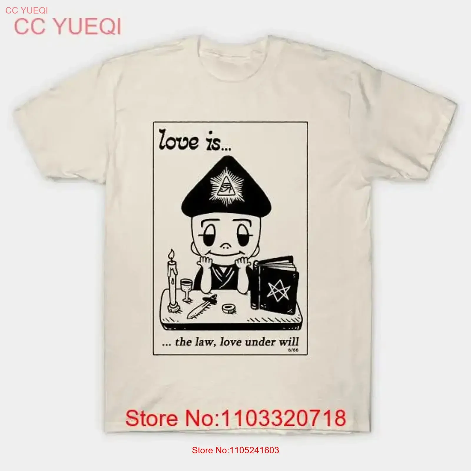 LOVE IS the law aleister crowley magick 666 93 cartoon T Shirt S 5XL vintage Washed Stretched Top For Everyday Wear graphic