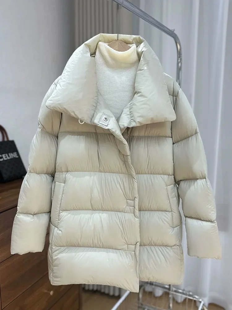 Wintermode Damen Daunenjacke Pendeln High Street winddichte weiße Entendaunenjacke