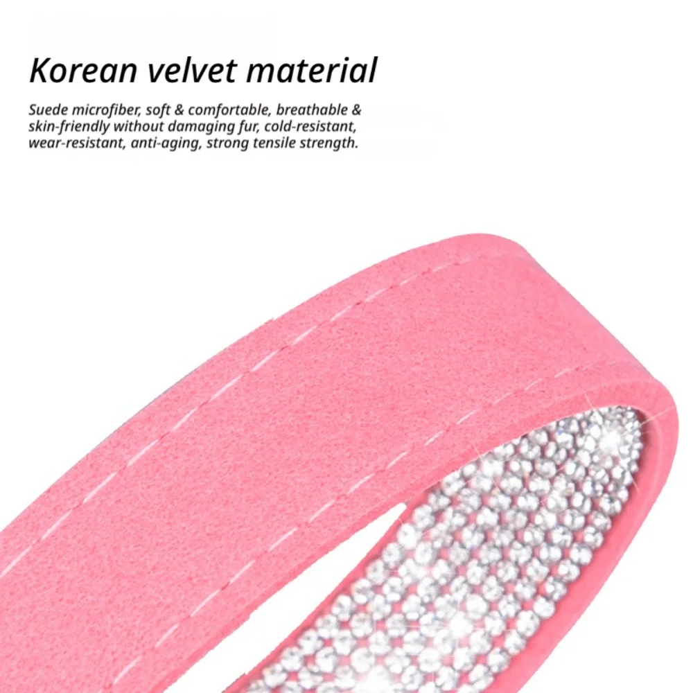 Glitzerndes Strass-Hundehalsband aus weichem Wildleder-Mikrofaser, langlebig und bequem für kleine und mittelgroße Hunde, Katzen, Welpen und Kätzchen – Detail 5