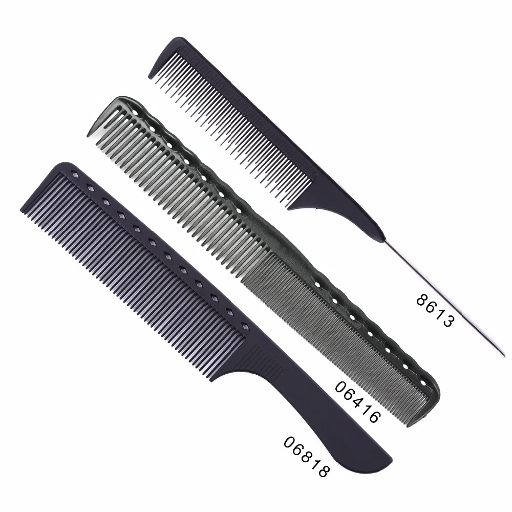 

3 Pcs/Set Black Professional Combs Hairdressing New Tail Comb Two Plastic Anti Static Comb Hair Cutting Comb Set