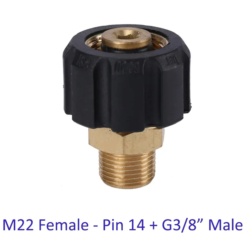 

High Pressure Washer Car Washer Brass Connector Adapter M22 Female + G3/8 Male