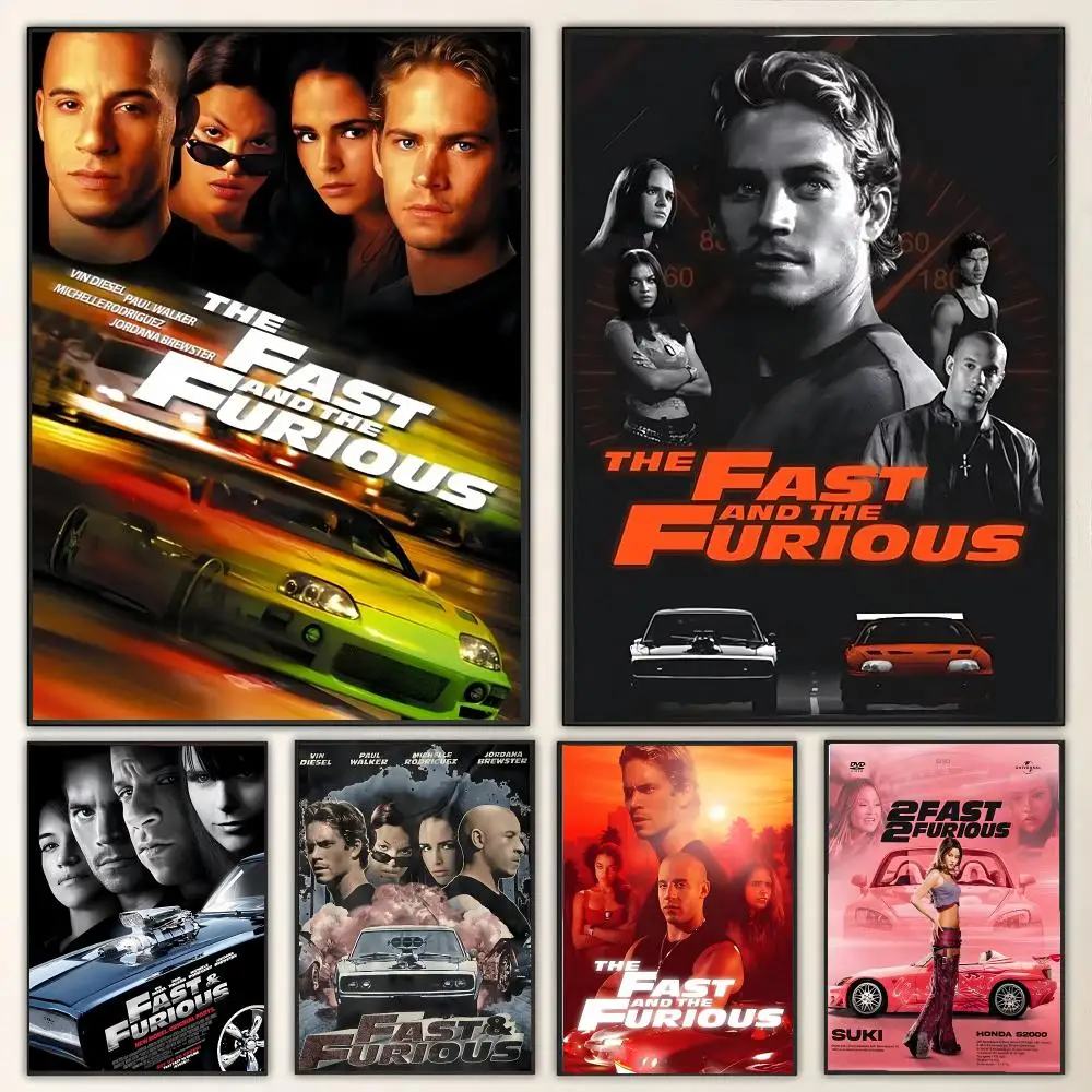 Action Racing F-Fast and Furious Painting Calligraphy Canvas Poster Wall Art for Living Room Bedroom Cafe Decor Gift