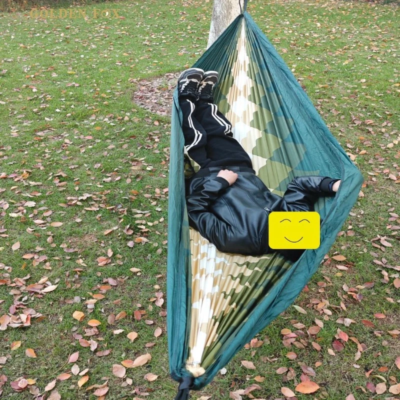 Quality Outdoor Camping Double Color Printed Hammock 210T Parachute Nylon Park Camping Watermark Nordic  Decoracion