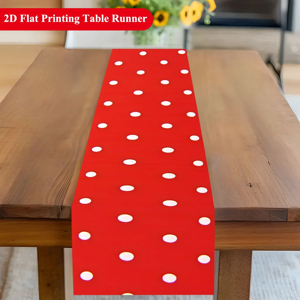 1 Red White Polka Dot Table Runner 2D Single Print Retro Stylish Durable Table Runner Home Dining Room Kitchen Party Vibe Decor
