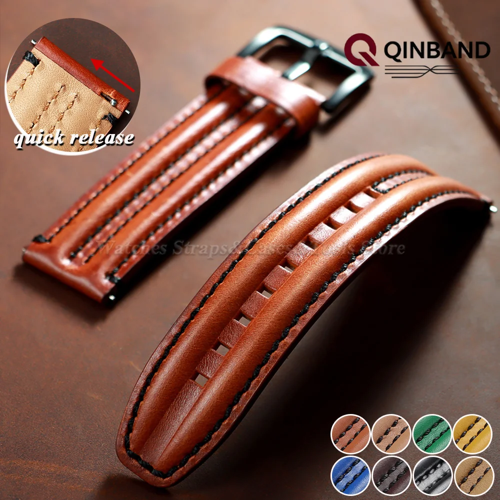 Vintage-Armband aus echtem Rindsleder für Seiko-Uhrenarmband, 20 mm, 22 mm, 24 mm, für Omega, Schnellverschluss, universelle Armbänder für Herren und Damen