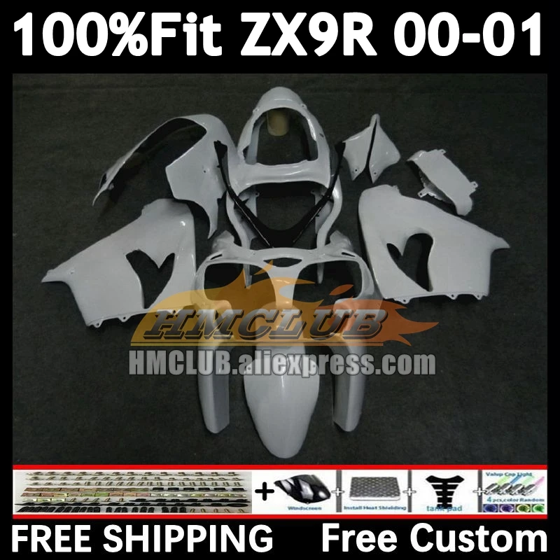 Injection Bodys For KAWASAKI NINJA ZX 9R 9 R 900 2000 2001 165No.20 ZX900 900CC ZX-9R ZX9 R ZX9R 00 pearl white 01 OEM Fairing