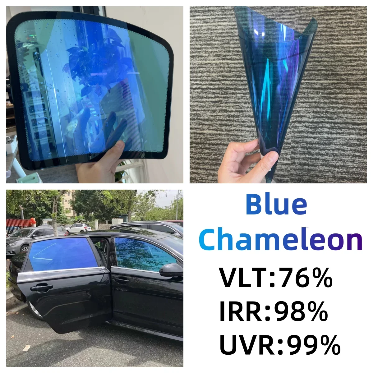 Green/Blue/Red Chameleon VLT 64~78% Windscreen Foils Car Front Rear Window Tint Windshield Protection Solar Tinting Film