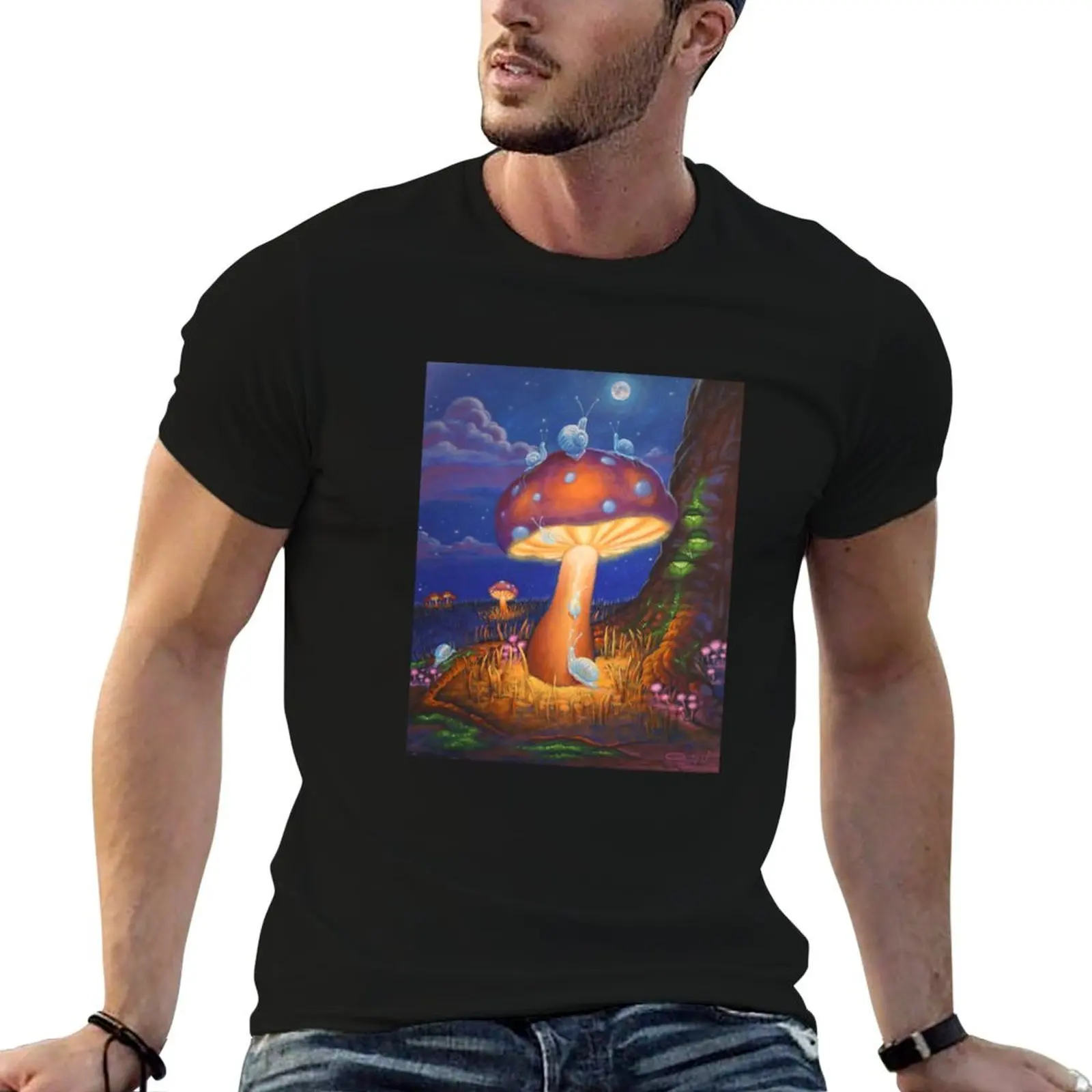 

Moon Glow Snails T-Shirt cotton t shirt pack printed t shirts for man t shirts for man slim fit T-shirt