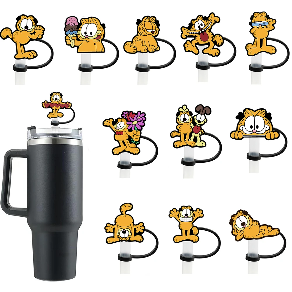 1-12pcs Cute Cat Straw Cover Cap for Reusable Drinking Dust Cap Glas Cup Accessories,Straw Toppers 10mm Silicone Straw Cover