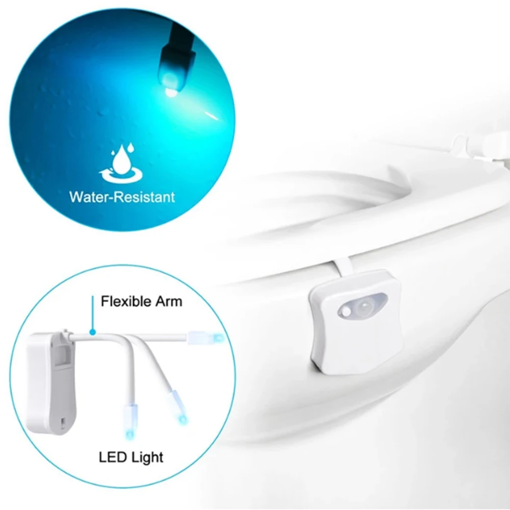 Wc Bril Nachtlampje Smart Pir Bewegingssensor Led Lamp 8/16 Kleuren Waterdichte Creatieve Kleurrijke Wc Nachtverlichting