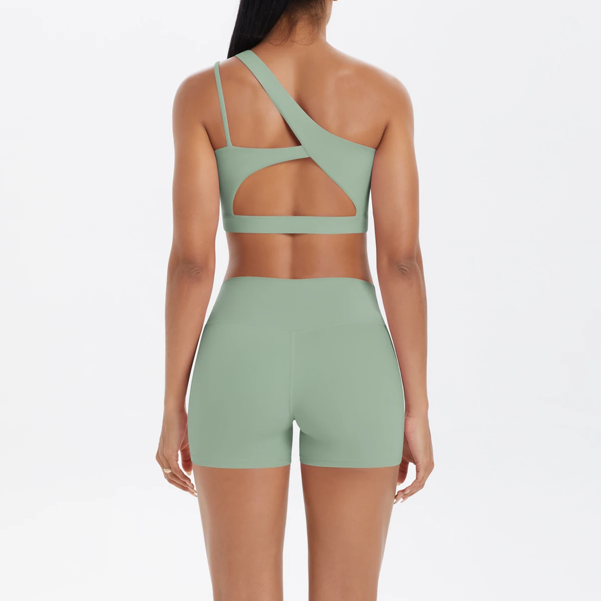 Yoga Anzug Sport Set Gym Sport Crop Tops Einfarbig Nylon Yoga Bh Laufen Radfahren Sport Gym Workout Yoga Shorts – Detail 18